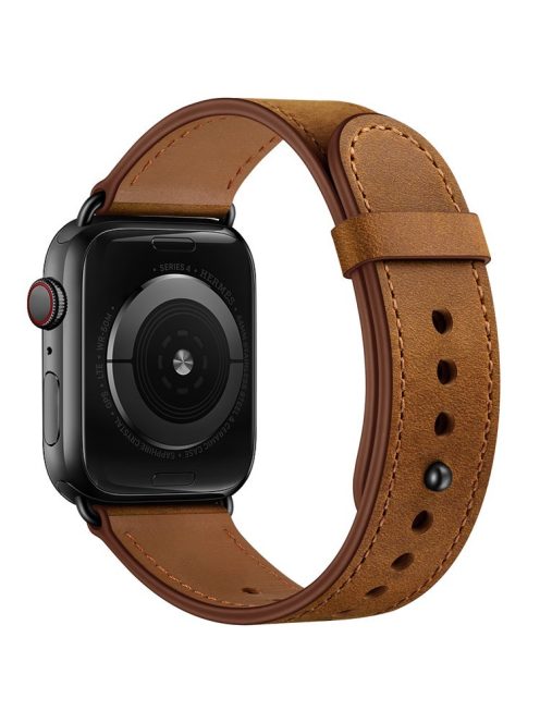 For Apple Watch 10 46mm / Ultra 2 / Ultra 49mm / 9 8 7 45mm / SE (2023) SE (2022) SE 6 5 4 44mm / 3 2 1 42mm Watch Band Strap - Brown+Black Rivet