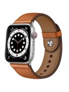 For Apple Watch 10 46mm / Ultra 2 / Ultra 49mm / 9 8 7 45mm / SE (2023) SE (2022) SE 6 5 4 44mm / 3 2 1 42mm Watch Band Strap - Brown+Silver Rivet