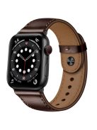 For Apple Watch 10 46mm / Ultra 2 / Ultra 49mm / 9 8 7 45mm / SE (2023) SE (2022) SE 6 5 4 44mm / 3 2 1 42mm Watch Band Strap - Dark Brown+Smooth Texture