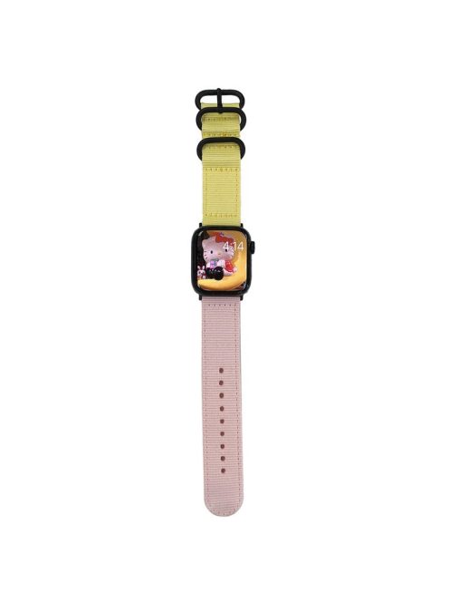 For Apple Watch 10 46mm / Ultra 2 / Ultra 49mm / 9 8 7 45mm / SE (2023) SE (2022) SE 6 5 4 44mm / 3 2 1 42mm Watch Band with Round Buckle - Yellow+Pink