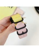 For Apple Watch 10 46mm / Ultra 2 / Ultra 49mm / 9 8 7 45mm / SE (2023) SE (2022) SE 6 5 4 44mm / 3 2 1 42mm Watch Band with Round Buckle - Yellow+Pink