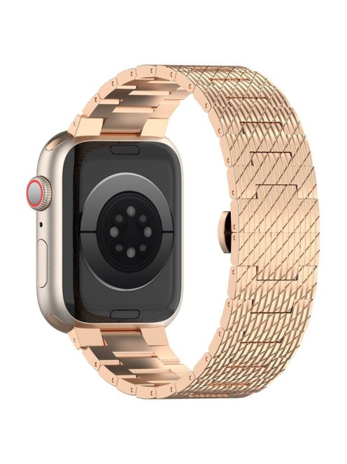 For Apple Watch 10 46mm / Ultra 2 / Ultra 49mm / 9 8 7 45mm / SE (2023) SE (2022) SE 6 5 4 44mm / 3 2 1 42mm Watch Bracelet Stainless Steel Strap - Rose Gold