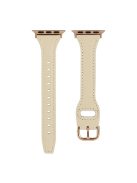 For Apple Watch 10 46mm / Ultra 2 / Ultra 49mm / 9 8 7 45mm / SE (2023) SE (2022) SE 6 5 4 44mm / 3 2 1 42mm Watch Strap - Beige+Rose Gold Buckle