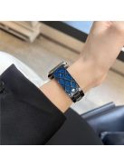 For Apple Watch 10 46mm / Ultra 2 / Ultra 49mm / 9 8 7 45mm / SE (2023) SE (2022) SE 6 5 4 44mm / 3 2 1 42mm Watch Strap - Black+Blue Rhombus