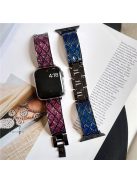 For Apple Watch 10 46mm / Ultra 2 / Ultra 49mm / 9 8 7 45mm / SE (2023) SE (2022) SE 6 5 4 44mm / 3 2 1 42mm Watch Strap - Black+Pink Rhombus