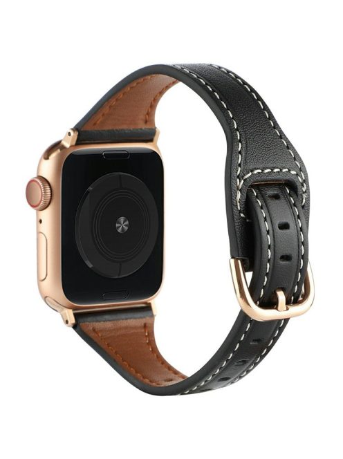 For Apple Watch 10 46mm / Ultra 2 / Ultra 49mm / 9 8 7 45mm / SE (2023) SE (2022) SE 6 5 4 44mm / 3 2 1 42mm Watch Strap - Black+Rose Gold Buckle