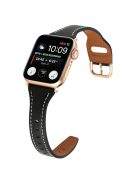 For Apple Watch 10 46mm / Ultra 2 / Ultra 49mm / 9 8 7 45mm / SE (2023) SE (2022) SE 6 5 4 44mm / 3 2 1 42mm Watch Strap - Black+Rose Gold Buckle