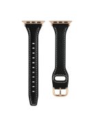 For Apple Watch 10 46mm / Ultra 2 / Ultra 49mm / 9 8 7 45mm / SE (2023) SE (2022) SE 6 5 4 44mm / 3 2 1 42mm Watch Strap - Black+Rose Gold Buckle