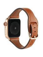 For Apple Watch 10 46mm / Ultra 2 / Ultra 49mm / 9 8 7 45mm / SE (2023) SE (2022) SE 6 5 4 44mm / 3 2 1 42mm Watch Strap - Brown+Rose Gold Buckle