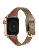 For Apple Watch 10 46mm / Ultra 2 / Ultra 49mm / 9 8 7 45mm / SE (2023) SE (2022) SE 6 5 4 44mm / 3 2 1 42mm Watch Strap - Coffee+Rose Gold Buckle