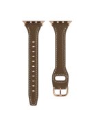 For Apple Watch 10 46mm / Ultra 2 / Ultra 49mm / 9 8 7 45mm / SE (2023) SE (2022) SE 6 5 4 44mm / 3 2 1 42mm Watch Strap - Coffee+Rose Gold Buckle