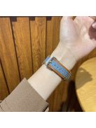 For Apple Watch 10 46mm / Ultra 2 / Ultra 49mm / 9 8 7 45mm / SE (2023) SE (2022) SE 6 5 4 44mm / 3 2 1 42mm Watch Strap - Light Denim Blue / Light Brown