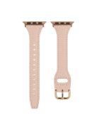 For Apple Watch 10 46mm / Ultra 2 / Ultra 49mm / 9 8 7 45mm / SE (2023) SE (2022) SE 6 5 4 44mm / 3 2 1 42mm Watch Strap - Pink+Rose Gold Buckle