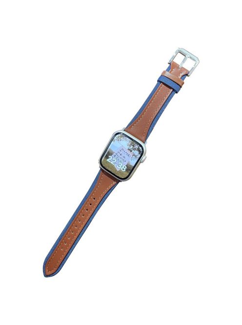 For Apple Watch 10 46mm / Ultra 2 / Ultra 49mm / 9 8 7 45mm / SE (2023) SE (2022) SE 6 5 4 44mm / 3 2 1 42mm Watch Strap - Reddish Brown / Dark Denim Blue