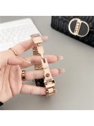 For Apple Watch 10 46mm / Ultra 2 / Ultra 49mm / 9 8 7 45mm / SE (2023) SE (2022) SE 6 5 4 44mm / 3 2 1 42mm Watch Strap 3-Bead - Black+Rose Gold