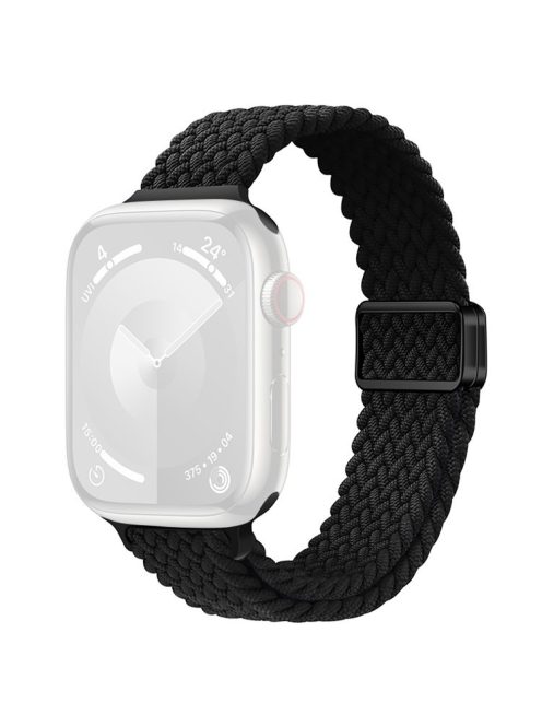 For Apple Watch 10 46mm / Ultra 2 / Ultra 49mm / 9 8 7 45mm / SE (2023) SE (2022) SE 6 5 4 44mm / 3 2 1 42mm Watch Strap Braided Nylon Band - Black