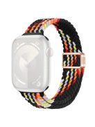 For Apple Watch 10 46mm / Ultra 2 / Ultra 49mm / 9 8 7 45mm / SE (2023) SE (2022) SE 6 5 4 44mm / 3 2 1 42mm Watch Strap Braided Nylon Band - Black Rainbow