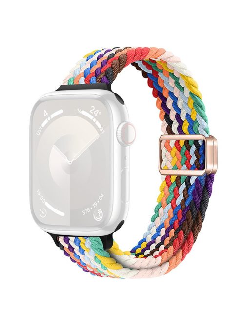 For Apple Watch 10 46mm / Ultra 2 / Ultra 49mm / 9 8 7 45mm / SE (2023) SE (2022) SE 6 5 4 44mm / 3 2 1 42mm Watch Strap Braided Nylon Band - Official Rainbow