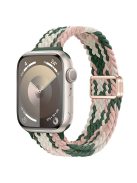 For Apple Watch 10 46mm / Ultra 2 / Ultra 49mm / 9 8 7 45mm / SE (2023) SE (2022) SE 6 5 4 44mm / 3 2 1 42mm Watch Strap Braided Nylon Band - Pink+Starlight+Green