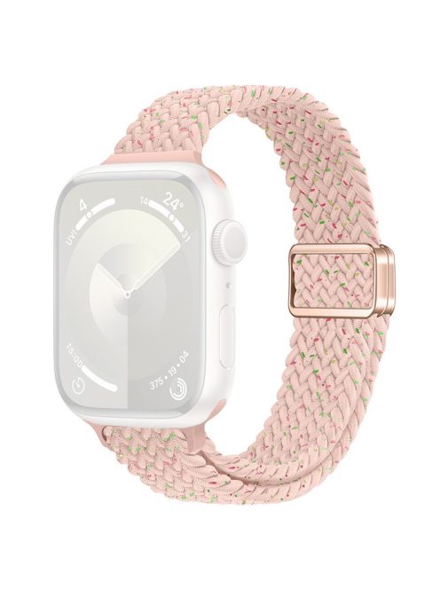 For Apple Watch 10 46mm / Ultra 2 / Ultra 49mm / 9 8 7 45mm / SE (2023) SE (2022) SE 6 5 4 44mm / 3 2 1 42mm Watch Strap Braided Nylon Band - Starlight Pink