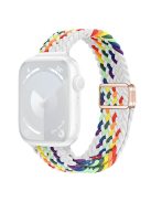 For Apple Watch 10 46mm / Ultra 2 / Ultra 49mm / 9 8 7 45mm / SE (2023) SE (2022) SE 6 5 4 44mm / 3 2 1 42mm Watch Strap Braided Nylon Band - White Rainbow