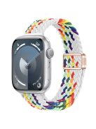 For Apple Watch 10 46mm / Ultra 2 / Ultra 49mm / 9 8 7 45mm / SE (2023) SE (2022) SE 6 5 4 44mm / 3 2 1 42mm Watch Strap Braided Nylon Band - White Rainbow