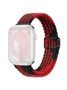 For Apple Watch 10 46mm / Ultra 2 / Ultra 49mm / 9 8 7 45mm / SE (2023) SE (2022) SE 6 5 4 44mm / 3 2 1 42mm Watch Strap Braided Nylon Band - Z Texture+Black Red