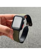 For Apple Watch 10 46mm / Ultra 2 / Ultra 49mm / 9 8 7 45mm / SE (2023) SE (2022) SE 6 5 4 44mm / 3 2 1 42mm Watch Strap Genuine Cow Leather Magnetic Band - Army Green