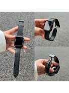 For Apple Watch 10 46mm / Ultra 2 / Ultra 49mm / 9 8 7 45mm / SE (2023) SE (2022) SE 6 5 4 44mm / 3 2 1 42mm Watch Strap Genuine Cow Leather Magnetic Band - Black