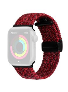   For Apple Watch 10 46mm / Ultra 2 / Ultra 49mm / 9 8 7 45mm / SE (2023) SE (2022) SE 6 5 4 44mm / 3 2 1 42mm Watch Strap Nylon Wristband - Black Red Mix