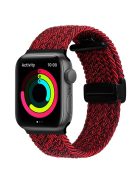 For Apple Watch 10 46mm / Ultra 2 / Ultra 49mm / 9 8 7 45mm / SE (2023) SE (2022) SE 6 5 4 44mm / 3 2 1 42mm Watch Strap Nylon Wristband - Black Red Mix