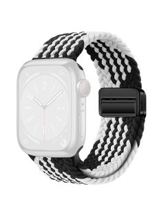   For Apple Watch 10 46mm / Ultra 2 / Ultra 49mm / 9 8 7 45mm / SE (2023) SE (2022) SE 6 5 4 44mm / 3 2 1 42mm Watch Strap Nylon Wristband - Black+White