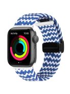 For Apple Watch 10 46mm / Ultra 2 / Ultra 49mm / 9 8 7 45mm / SE (2023) SE (2022) SE 6 5 4 44mm / 3 2 1 42mm Watch Strap Nylon Wristband - Wave / Blue+White