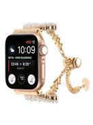 For Apple Watch 10 46mm / Ultra 2 / Ultra 49mm / 9 8 7 45mm / SE (2023) SE (2022) SE 6 5 4 44mm / 3 2 1 42mm Watch Strap Pearls Band - Gold