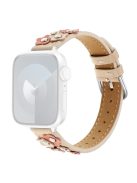 For Apple Watch 10 46mm / Ultra 2 / Ultra 49mm / 9 8 7 45mm / SE (2023) SE (2022) SE 6 5 4 44mm / 3 2 1 42mm Watch Strap PU Leather Band - Apricot