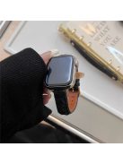 For Apple Watch 10 46mm / Ultra 2 / Ultra 49mm / 9 8 7 45mm / SE (2023) SE (2022) SE 6 5 4 44mm / 3 2 1 42mm Watch Strap Woolen+Leather - Black+Gold Buckle