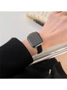 For Apple Watch 10 46mm / Ultra 2 / Ultra 49mm / 9 8 7 45mm / SE (2023) SE (2022) SE 6 5 4 44mm / 3 2 1 42mm Watch Strap Woolen+Leather - Black+Gold Buckle