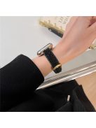 For Apple Watch 10 46mm / Ultra 2 / Ultra 49mm / 9 8 7 45mm / SE (2023) SE (2022) SE 6 5 4 44mm / 3 2 1 42mm Watch Strap Woolen+Leather - Black+Silver Buckle