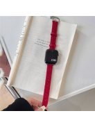 For Apple Watch 10 46mm / Ultra 2 / Ultra 49mm / 9 8 7 45mm / SE (2023) SE (2022) SE 6 5 4 44mm / 3 2 1 42mm Watch Strap Woolen+Leather - Red+Silver Buckle