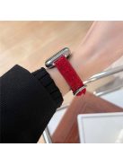 For Apple Watch 10 46mm / Ultra 2 / Ultra 49mm / 9 8 7 45mm / SE (2023) SE (2022) SE 6 5 4 44mm / 3 2 1 42mm Watch Strap Woolen+Leather - Red+Silver Buckle