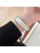 For Apple Watch 10 46mm / Ultra 2 / Ultra 49mm / 9 8 7 45mm / SE (2023) SE (2022) SE 6 5 4 44mm / 3 2 1 42mm Watch Strap Woolen+Leather - White+Silver Buckle