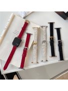 For Apple Watch 10 46mm / Ultra 2 / Ultra 49mm / 9 8 7 45mm / SE (2023) SE (2022) SE 6 5 4 44mm / 3 2 1 42mm Watch Strap Woolen+Leather - White+Silver Buckle