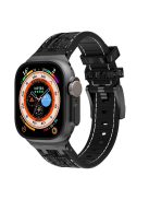 For Apple Watch 10 46mm / Ultra 2 / Ultra 49mm / 9 8 7 45mm / SE (2023) SE (2022) SE 6 5 4 44mm / 3 2 1 42mm Watchband - Black Buckle+Black / White