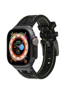 For Apple Watch 10 46mm / Ultra 2 / Ultra 49mm / 9 8 7 45mm / SE (2023) SE (2022) SE 6 5 4 44mm / 3 2 1 42mm Watchband - Black Buckle+Black / Yellow