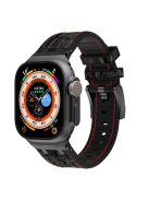 For Apple Watch 10 46mm / Ultra 2 / Ultra 49mm / 9 8 7 45mm / SE (2023) SE (2022) SE 6 5 4 44mm / 3 2 1 42mm Watchband - Black Buckle+Red / Black