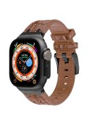 For Apple Watch 10 46mm / Ultra 2 / Ultra 49mm / 9 8 7 45mm / SE (2023) SE (2022) SE 6 5 4 44mm / 3 2 1 42mm Watchband - Black Buckle+Yellow Brown