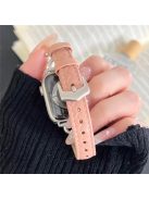 For Apple Watch 10 46mm / Ultra 2 / Ultra 49mm / 9 8 7 45mm / SE (2023) SE (2022) SE 6 5 4 44mm / 3 2 1 42mm Watchband Genuine Cow Leather Strap - Pink