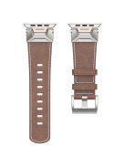 For Apple Watch 10 46mm / Ultra 2 / Ultra 49mm / 9 8 7 45mm / SE (2023) SE (2022) SE 6 5 4 44mm / 3 2 1 42mm Watchband Leather Watch Strap - Coffee Oil Wax