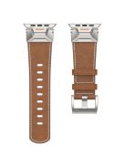 For Apple Watch 10 46mm / Ultra 2 / Ultra 49mm / 9 8 7 45mm / SE (2023) SE (2022) SE 6 5 4 44mm / 3 2 1 42mm Watchband Leather Watch Strap - Deep Brown Crazy Horse