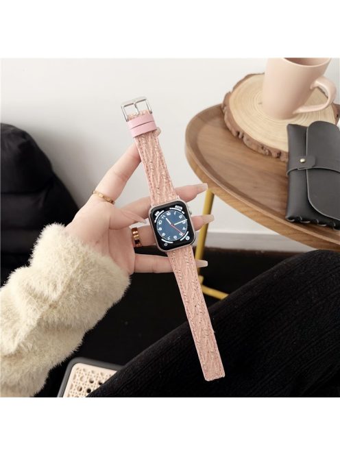 For Apple Watch 10 46mm / Ultra 2 / Ultra 49mm / 9 8 7 45mm / SE (2023) SE (2022) SE 6 5 4 44mm / 3 2 1 42mm Watchband Woolen Strap Replacement - Pink